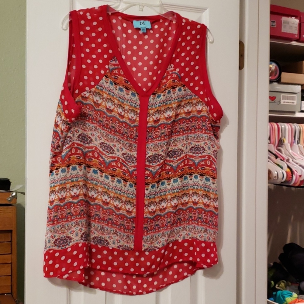 Sleeveless top, sheer